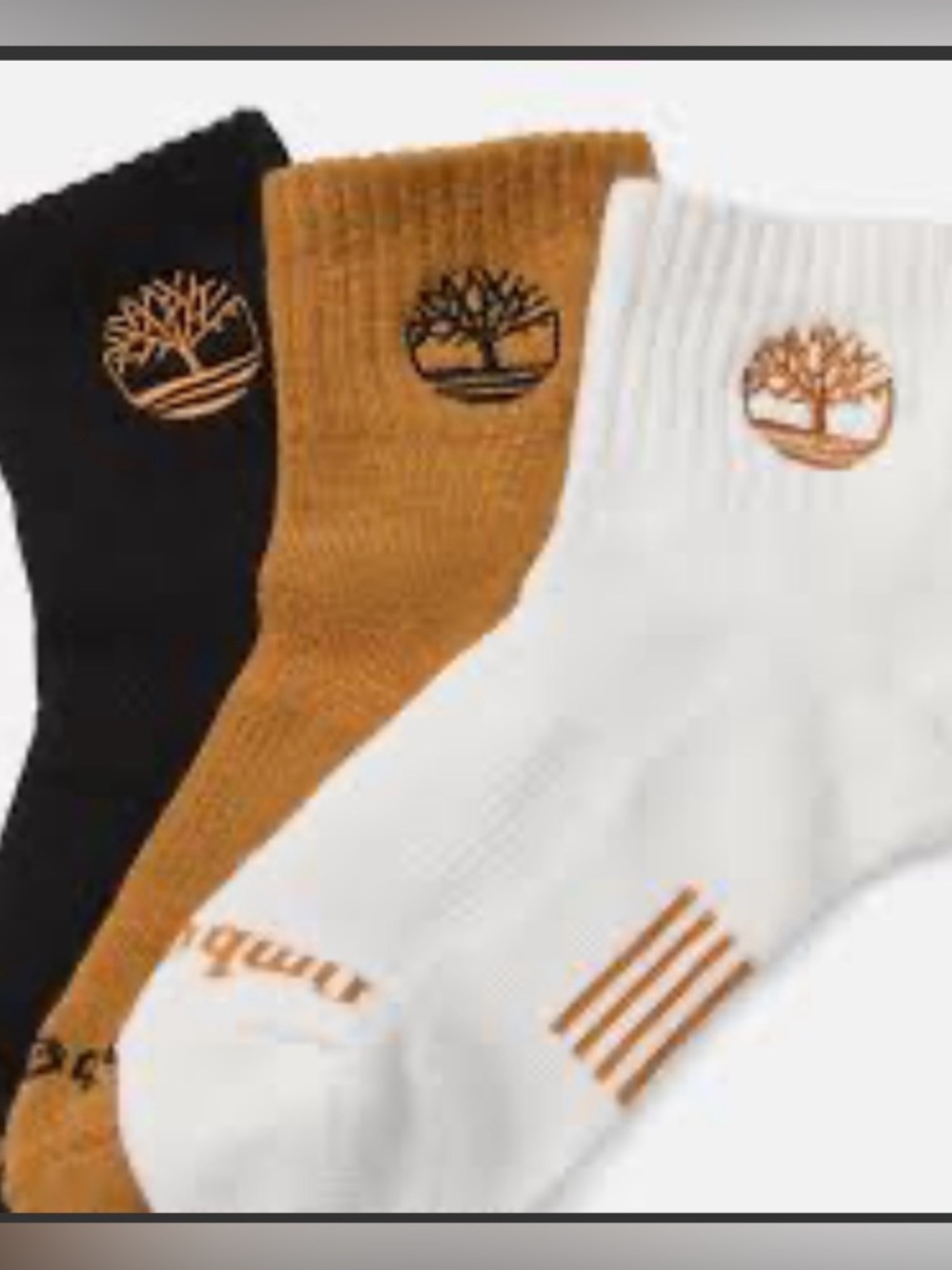 Timberland Men's 3-Pack Crew Socks in Black, Tan, and White